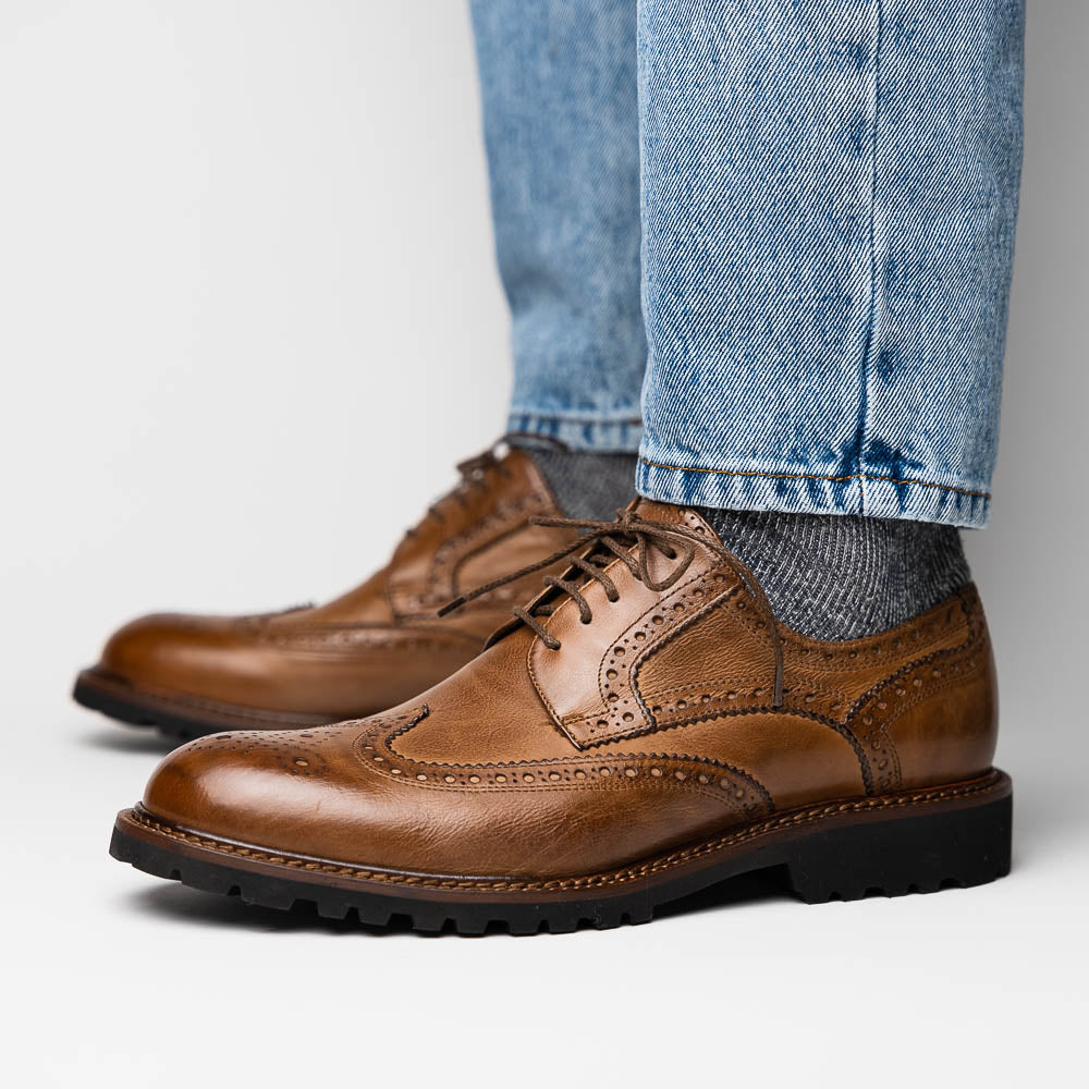 Calzoleria Toscana Q255 Dip-Dyed Calfskin Wingtip Brown
