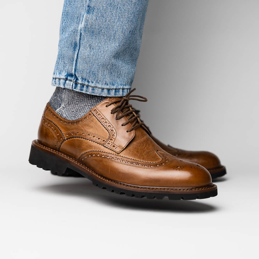 Calzoleria Toscana Q255 Dip-Dyed Calfskin Wingtip Brown