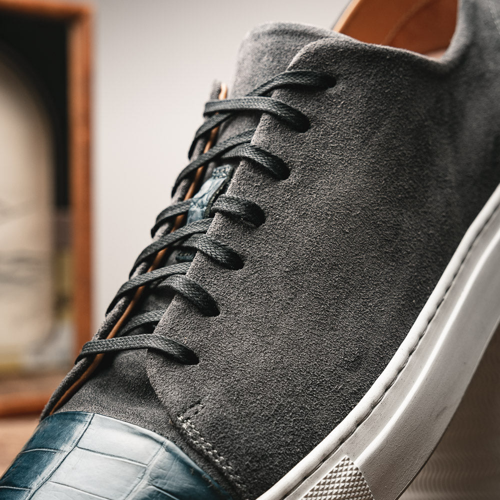 Calzoleria Toscana Q421 Crocodile & Suede Sneakers Grey