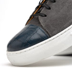 Calzoleria Toscana Q421 Crocodile & Suede Sneakers Grey