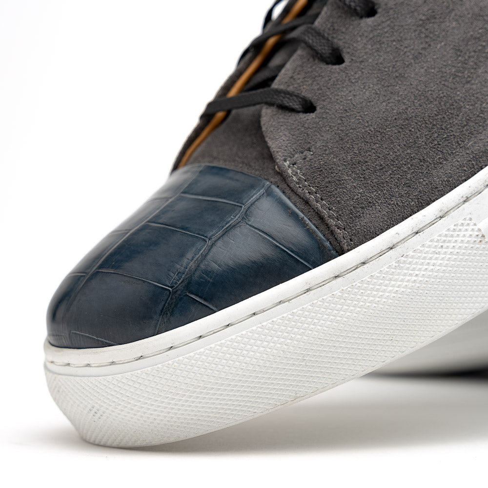 Calzoleria Toscana Q421 Crocodile & Suede Sneakers Grey