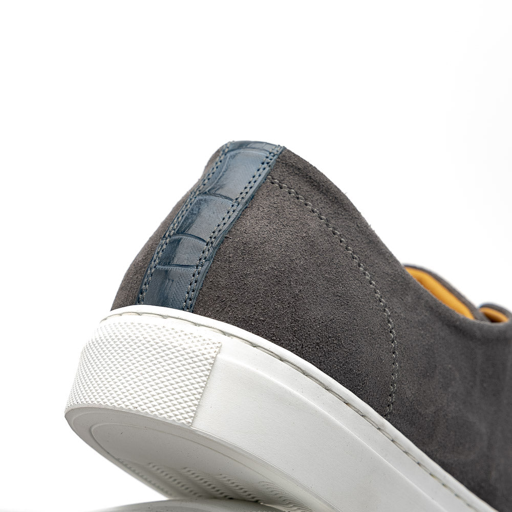 Calzoleria Toscana Q421 Crocodile & Suede Sneakers Grey