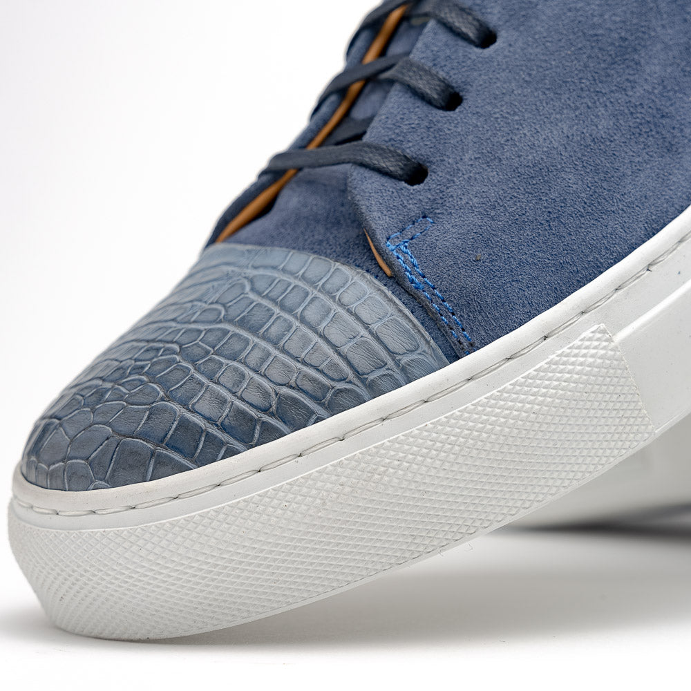 Calzoleria Toscana Q421 Crocodile & Suede Sneakers Blue