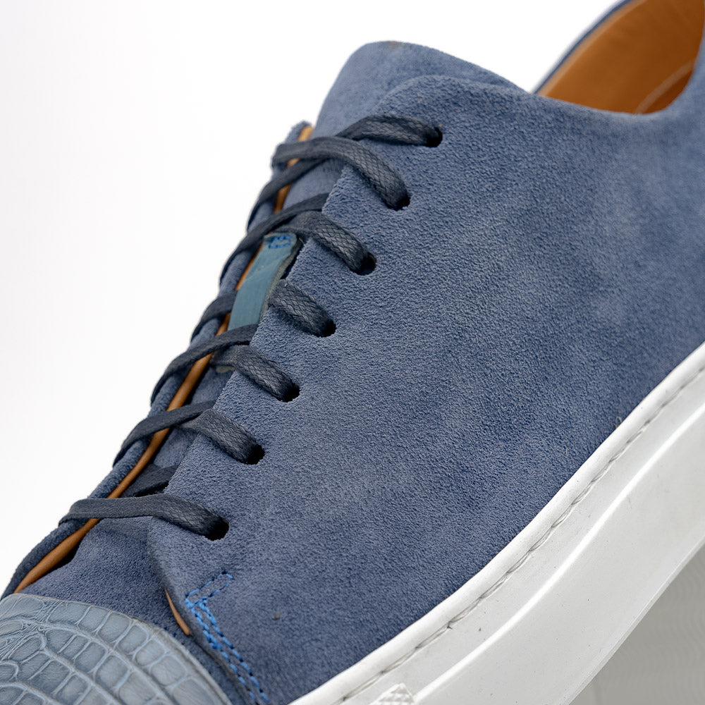 Calzoleria Toscana Q421 Crocodile & Suede Sneakers Blue