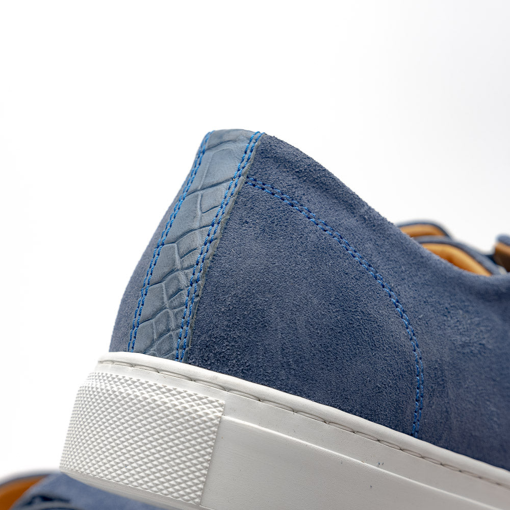 Calzoleria Toscana Q421 Crocodile & Suede Sneakers Blue