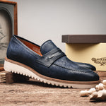 Calzoleria Toscana Q954 Suede & Calfskin Loafers Blue