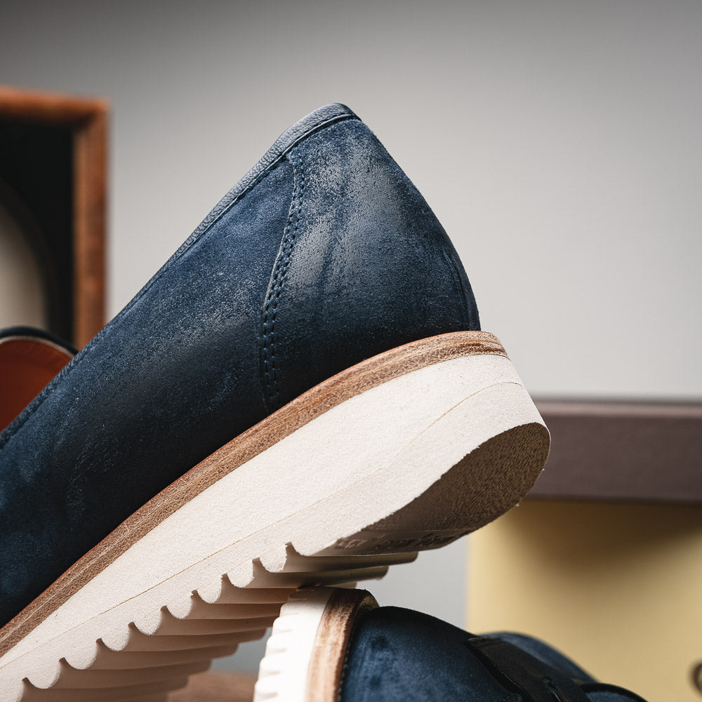 Calzoleria Toscana Q954 Suede & Calfskin Loafers Blue