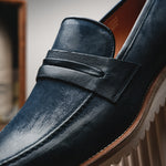 Calzoleria Toscana Q954 Suede & Calfskin Loafers Blue