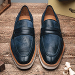 Calzoleria Toscana Q954 Suede & Calfskin Loafers Blue