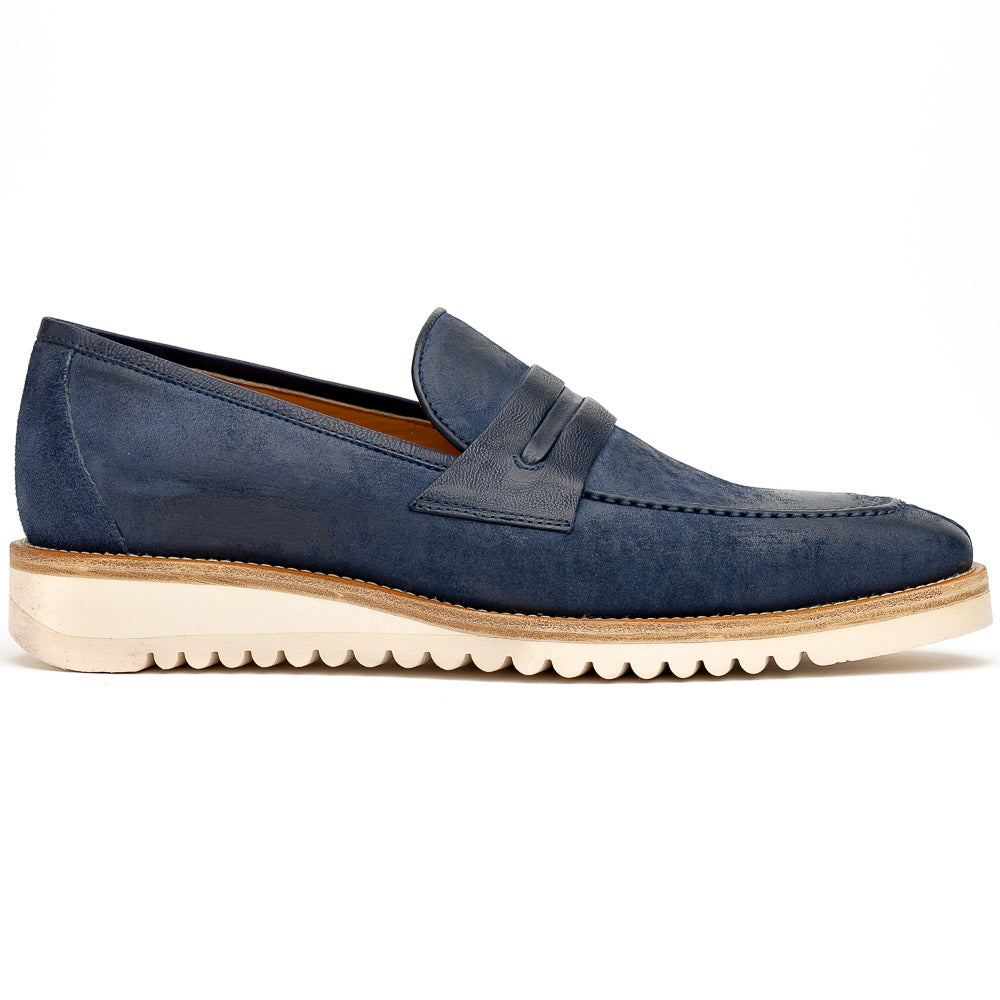 Calzoleria Toscana Q954 Suede & Calfskin Loafers Blue