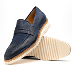 Calzoleria Toscana Q954 Suede & Calfskin Loafers Blue