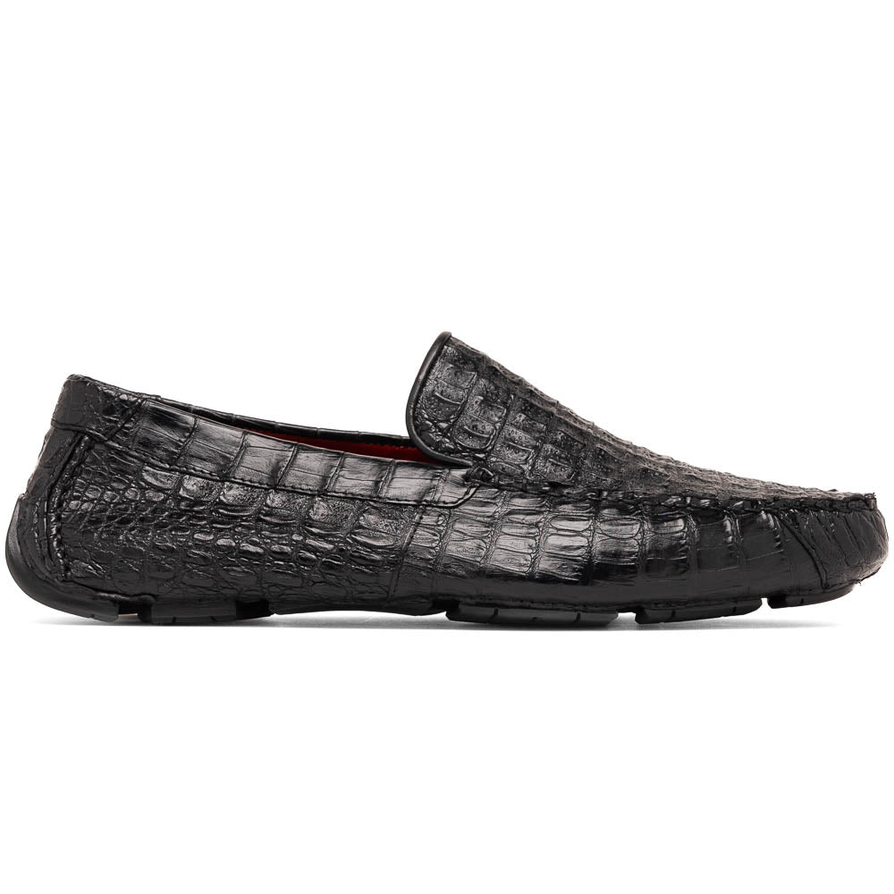 Marco Di Milano Remo Caiman Crocodile Driving Shoes Black