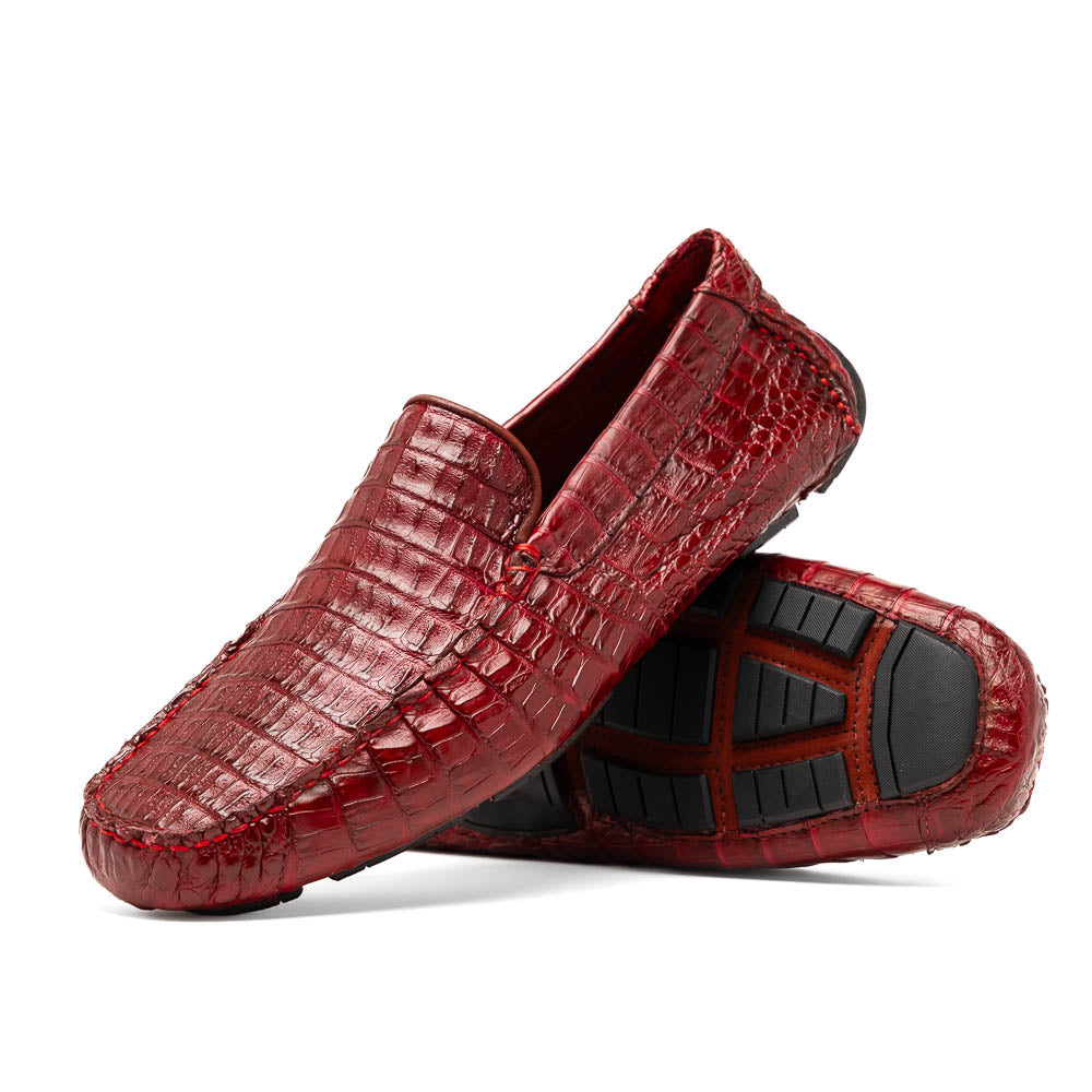 Marco Di Milano Remo Caiman Crocodile Driving Shoes Wine