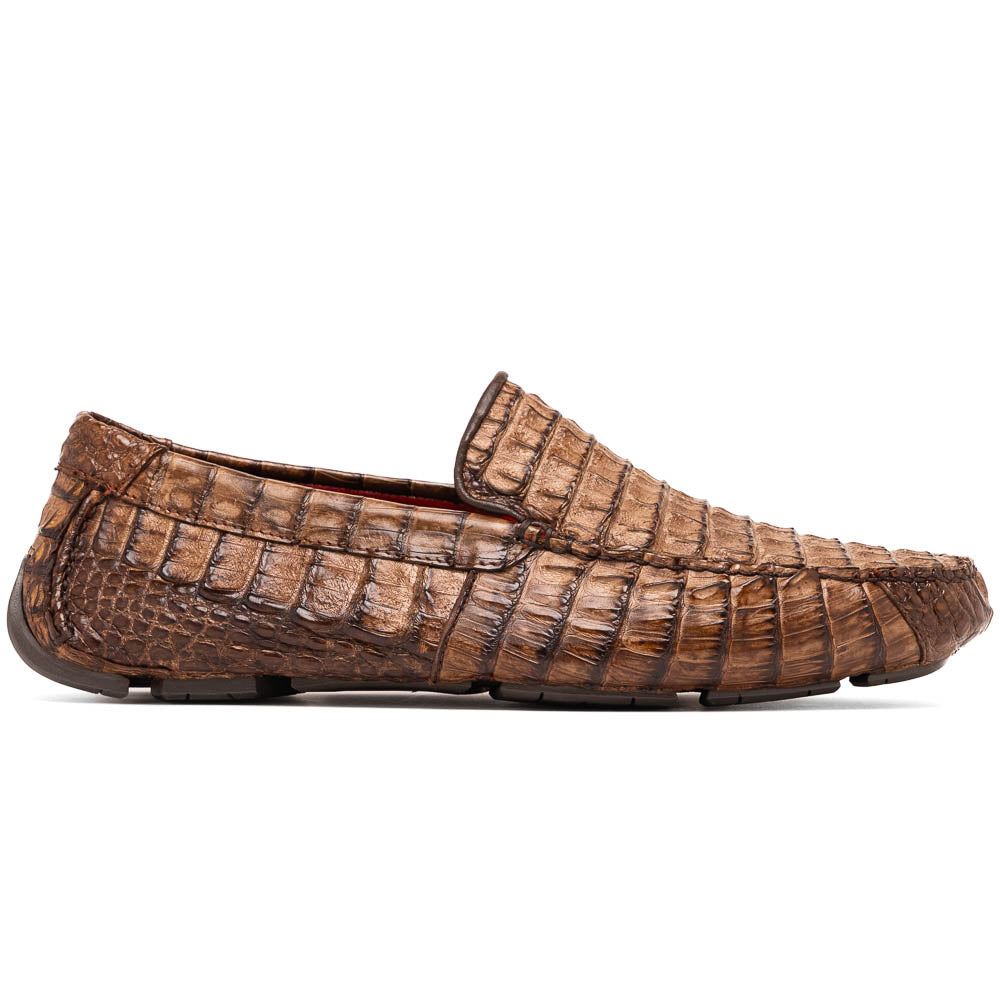 Marco Di Milano Remo Caiman Crocodile Driving Shoes Stone Wash Brown