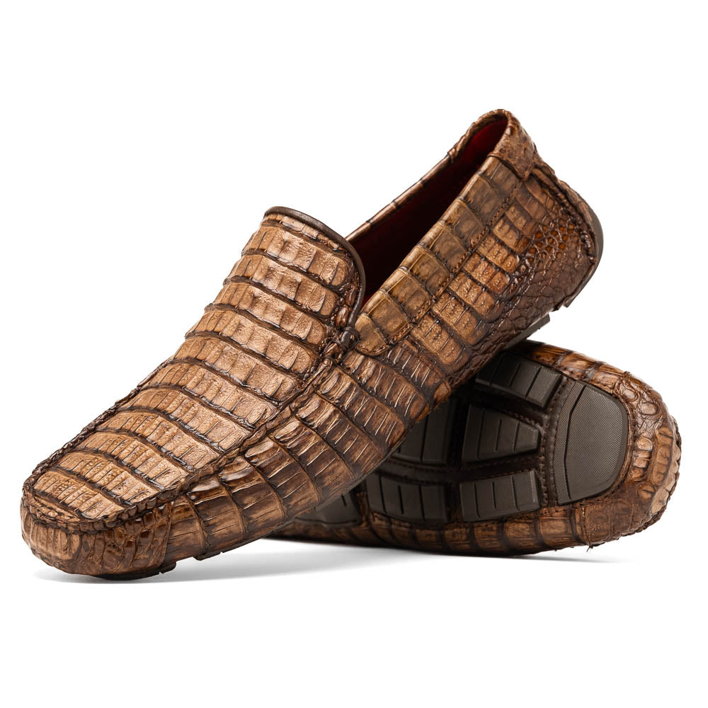 Marco Di Milano Remo Caiman Crocodile Driving Shoes Stone Wash Brown