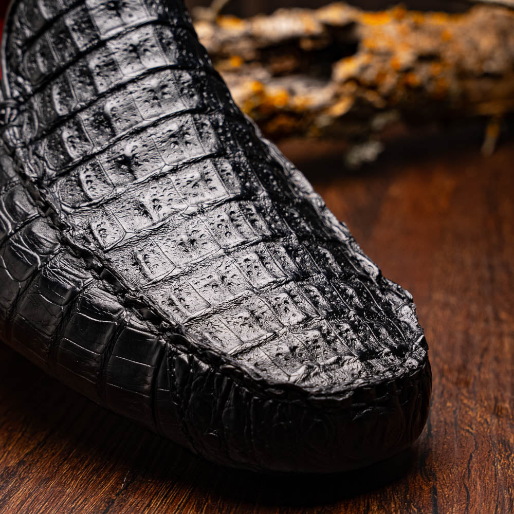 Marco Di Milano Remo Caiman Crocodile Driving Shoes Black