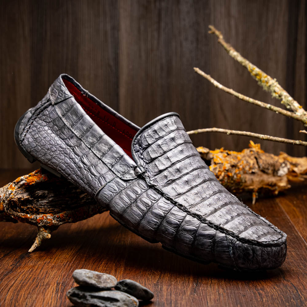 Marco Di Milano Remo Caiman Crocodile Driving Shoes Grey