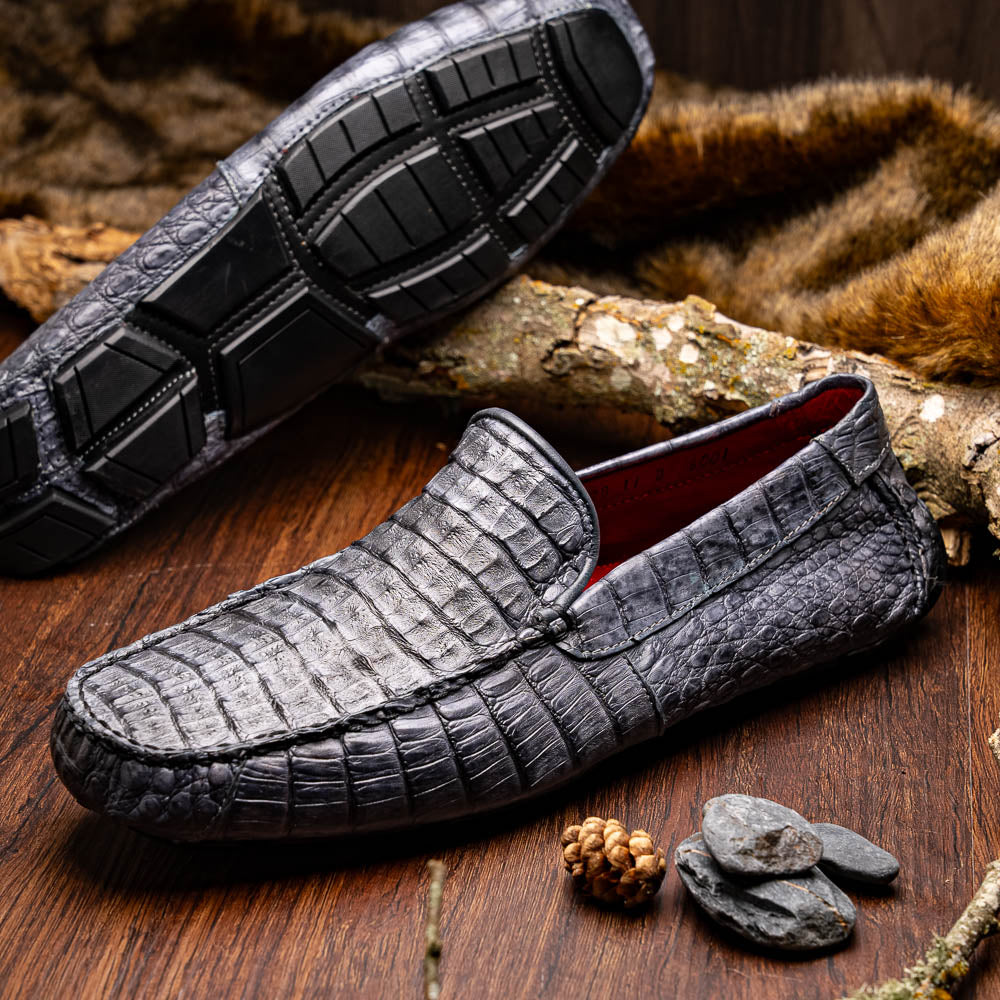 Marco Di Milano Remo Caiman Crocodile Driving Shoes Grey