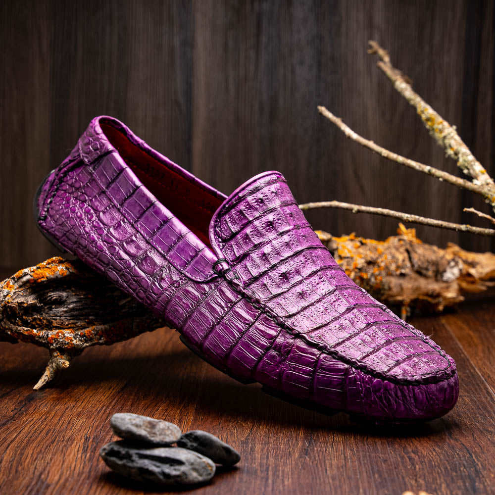 Marco Di Milano Remo Caiman Crocodile Driving Shoes Purple