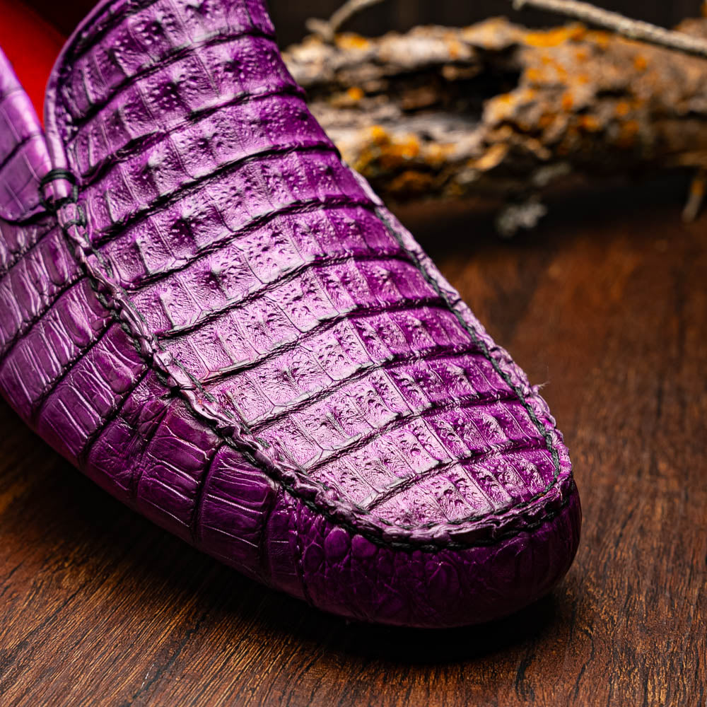 Marco Di Milano Remo Caiman Crocodile Driving Shoes Purple
