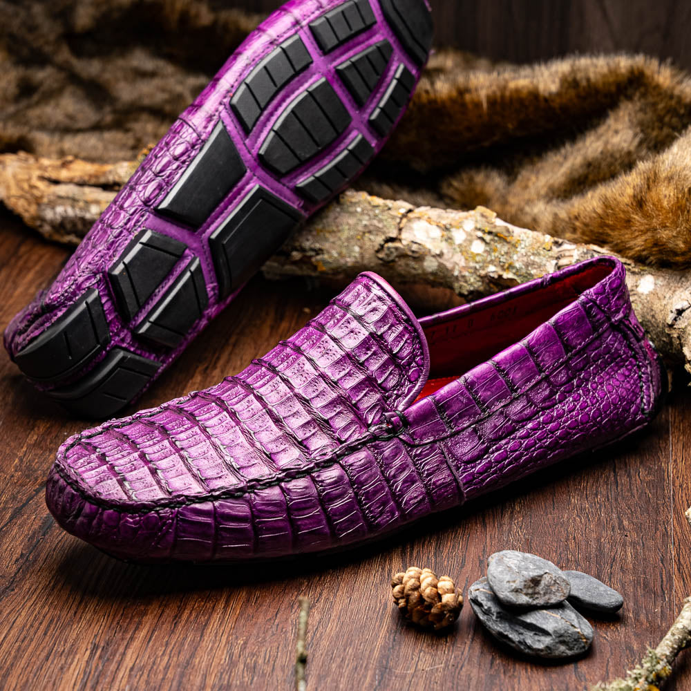 Marco Di Milano Remo Caiman Crocodile Driving Shoes Purple