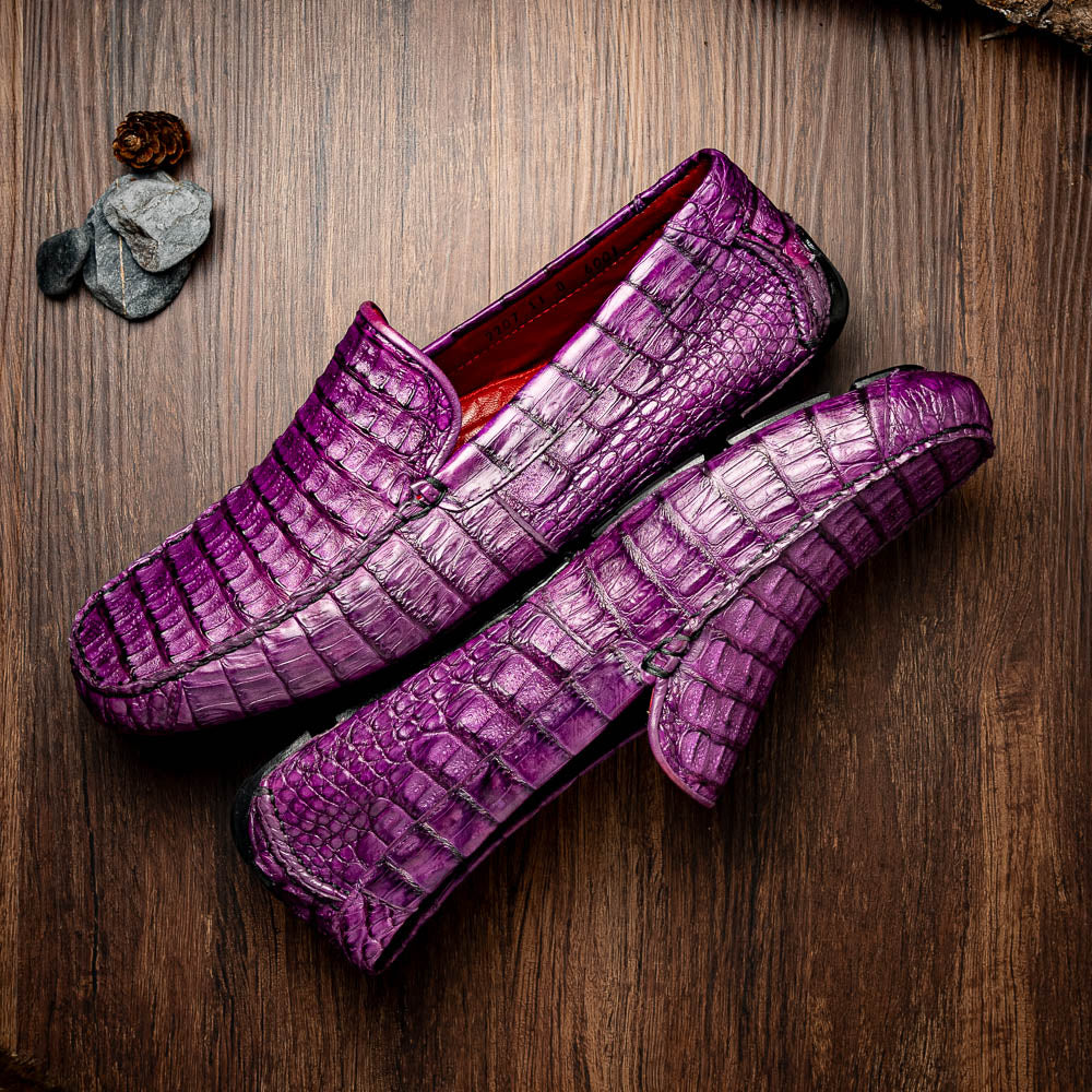 Marco Di Milano Remo Caiman Crocodile Driving Shoes Purple