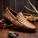 Marco Di Milano Remo Caiman Crocodile Driving Shoes Stone Wash Brown