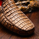 Marco Di Milano Remo Caiman Crocodile Driving Shoes Stone Wash Brown