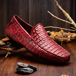 Marco Di Milano Remo Caiman Crocodile Driving Shoes Wine
