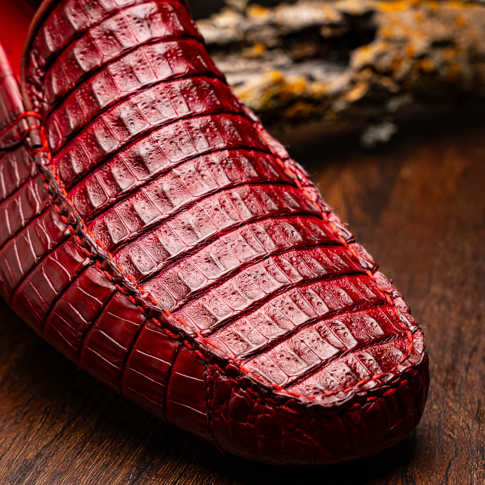 Marco Di Milano Remo Caiman Crocodile Driving Shoes Wine