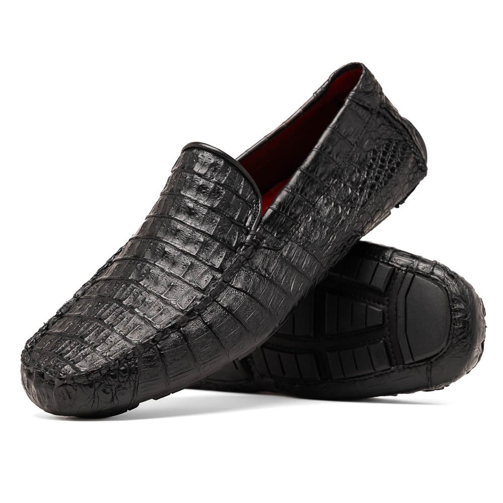 Marco Di Milano Remo Caiman Crocodile Driving Shoes Black