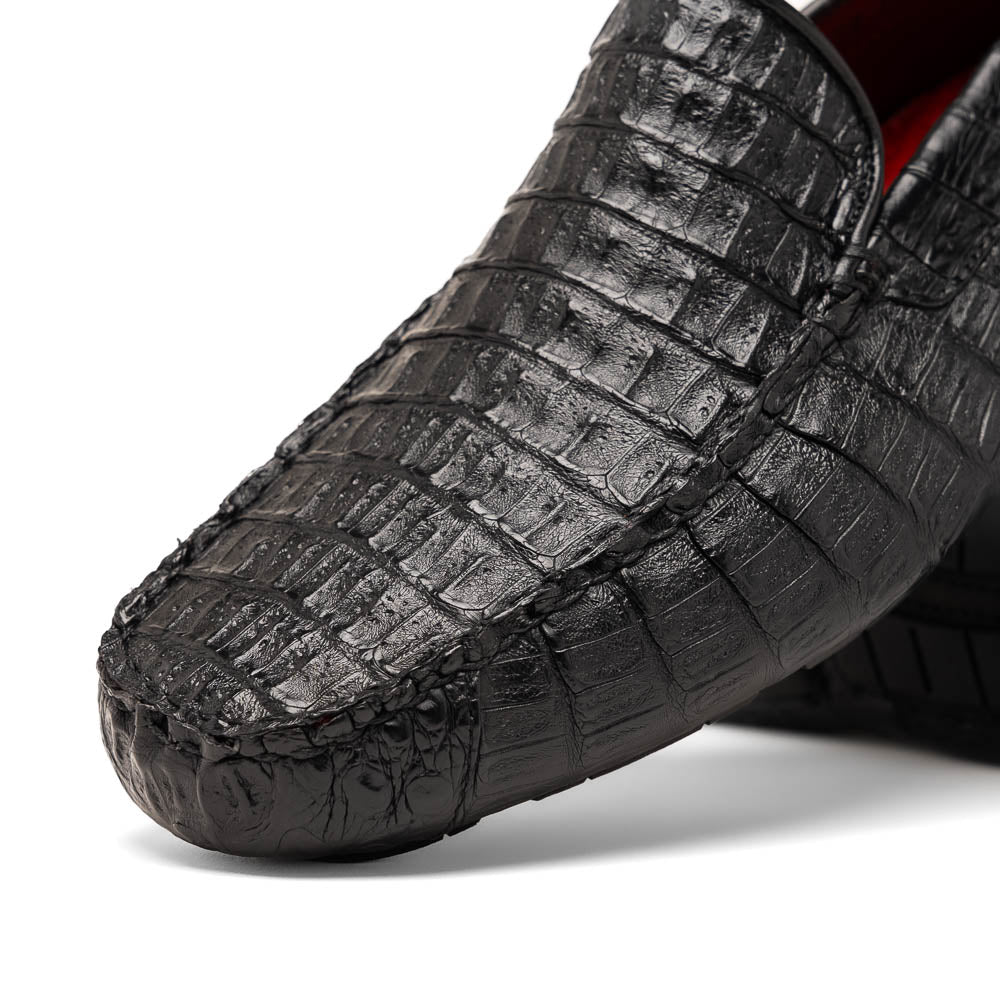 Marco Di Milano Remo Caiman Crocodile Driving Shoes Black