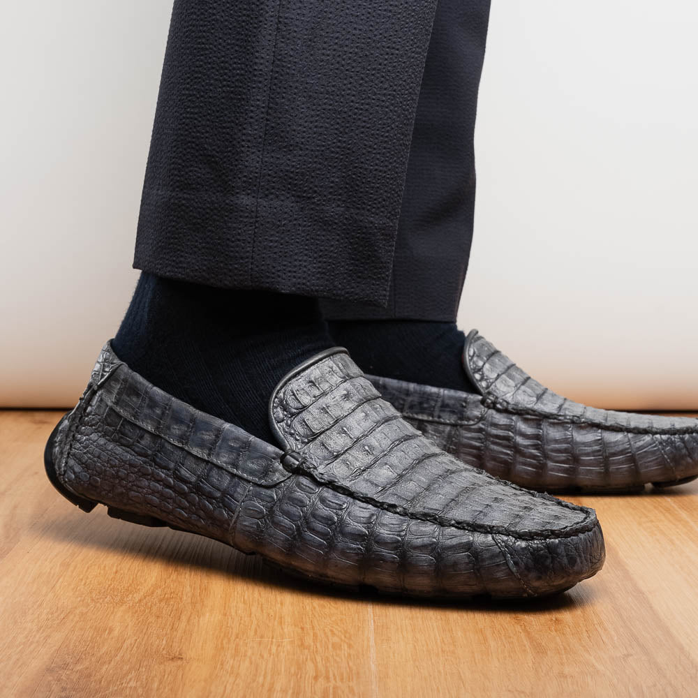 Marco Di Milano Remo Caiman Crocodile Driving Shoes Grey