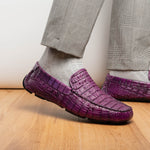 Marco Di Milano Remo Caiman Crocodile Driving Shoes Purple