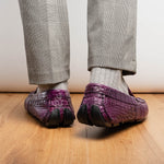 Marco Di Milano Remo Caiman Crocodile Driving Shoes Purple