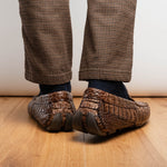 Marco Di Milano Remo Caiman Crocodile Driving Shoes Stone Wash Brown