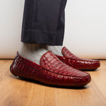 Marco Di Milano Remo Caiman Crocodile Driving Shoes Wine