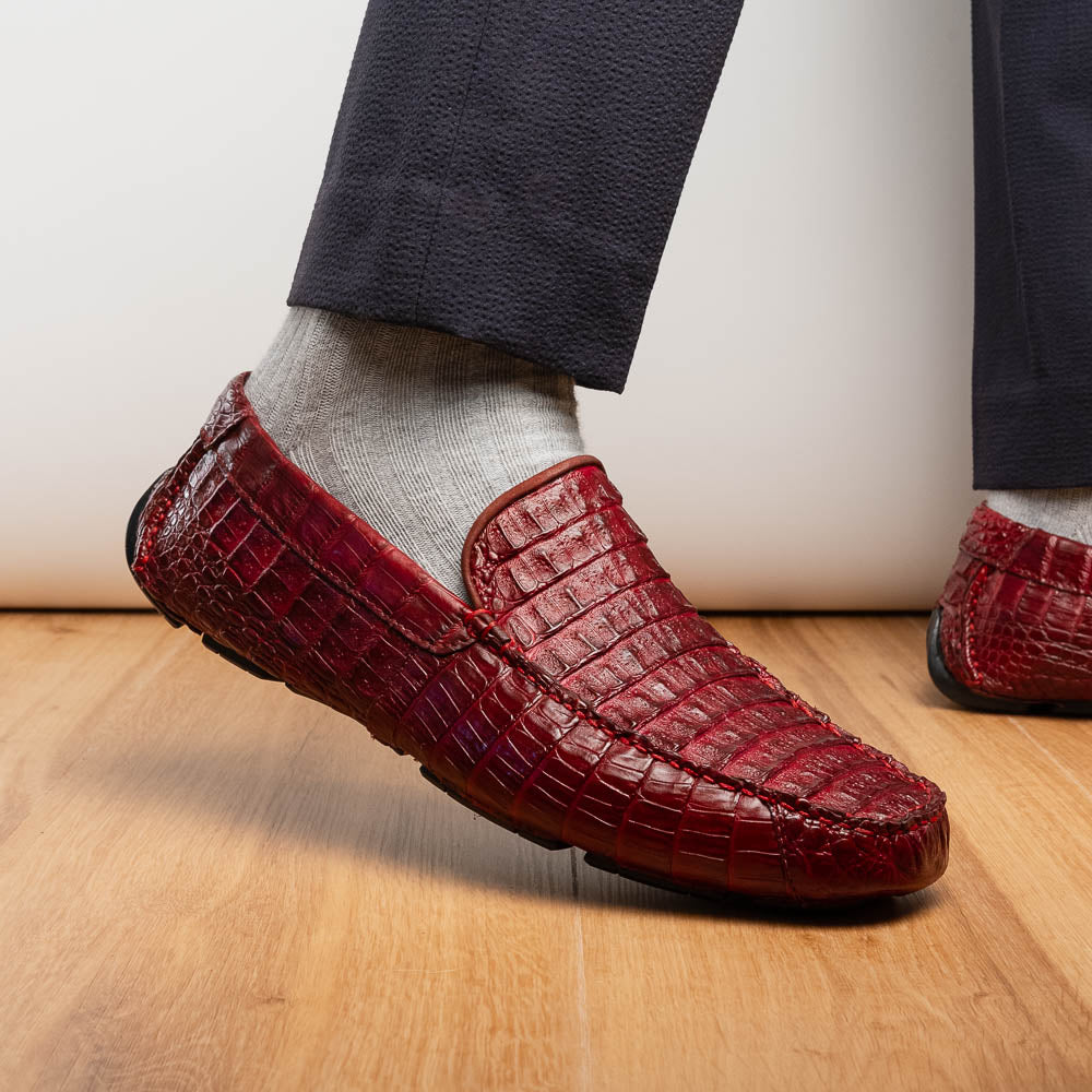 Marco Di Milano Remo Caiman Crocodile Driving Shoes Wine