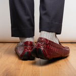 Marco Di Milano Remo Caiman Crocodile Driving Shoes Wine