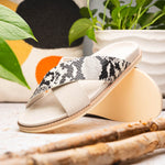 Zelli Rena Sueded Italian Goatskin & Python Slide Taupe (06-105-TPE)