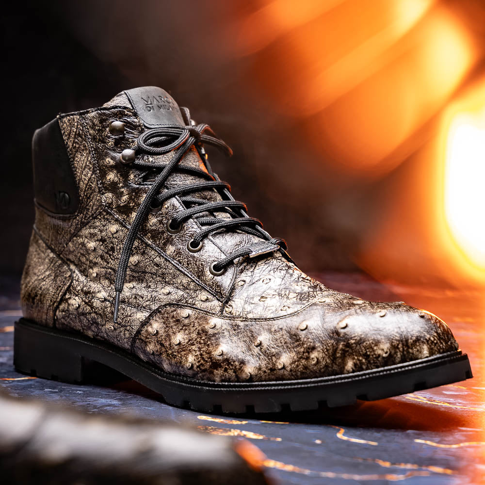 Marco Di Milano Renzo Ostrich Lace Up Boots Stone Black