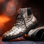 Marco Di Milano Renzo Ostrich Lace Up Boots Stone Black