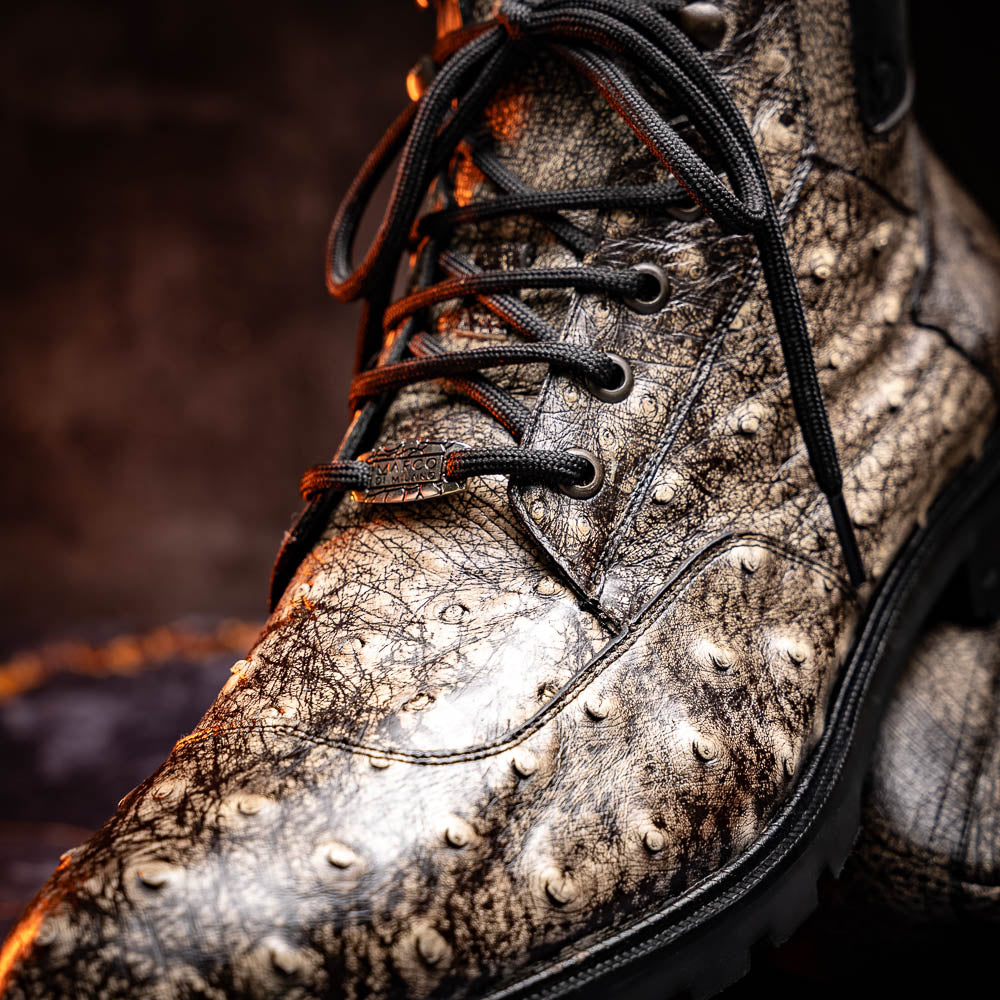 Marco Di Milano Renzo Ostrich Lace Up Boots Stone Black