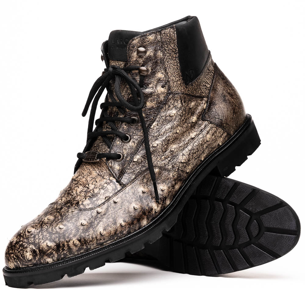 Marco Di Milano Renzo Ostrich Lace Up Boots Stone Black