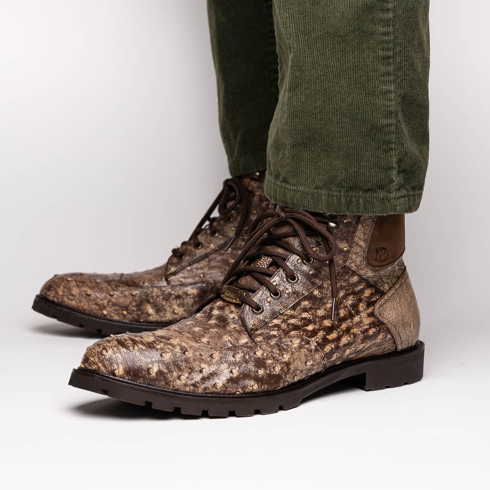 Marco Di Milano Renzo Ostrich Lace Up Boots Stone Brown