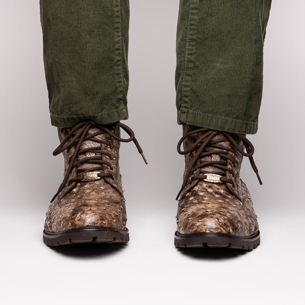 Marco Di Milano Renzo Ostrich Lace Up Boots Stone Brown