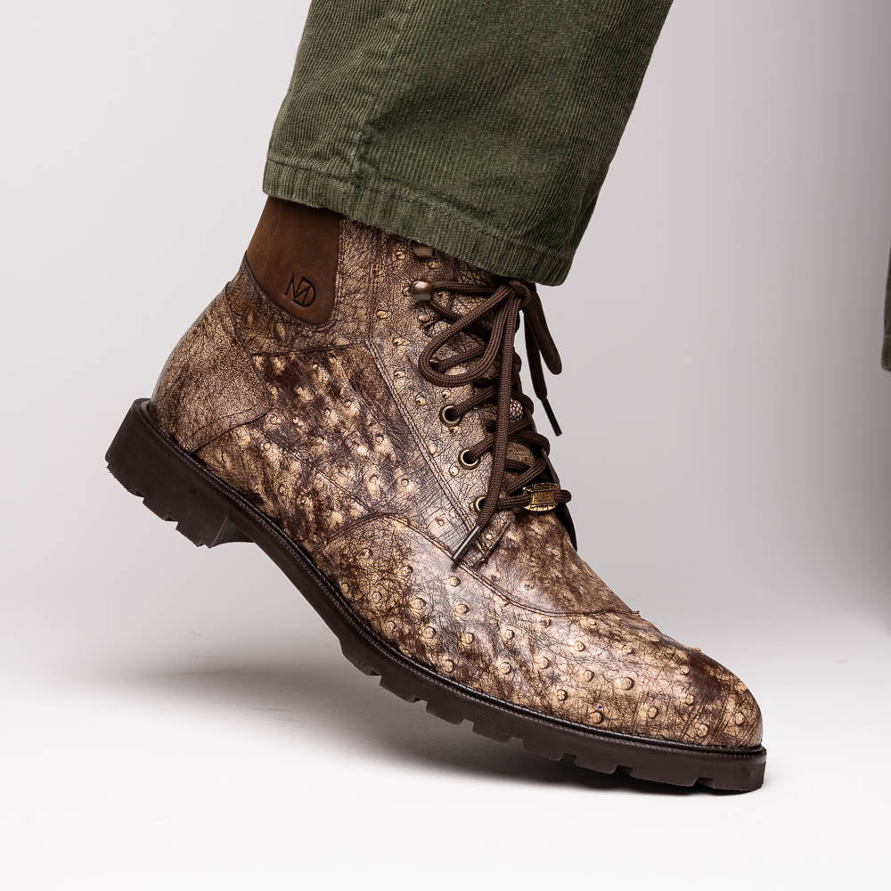 Marco Di Milano Renzo Ostrich Lace Up Boots Stone Brown
