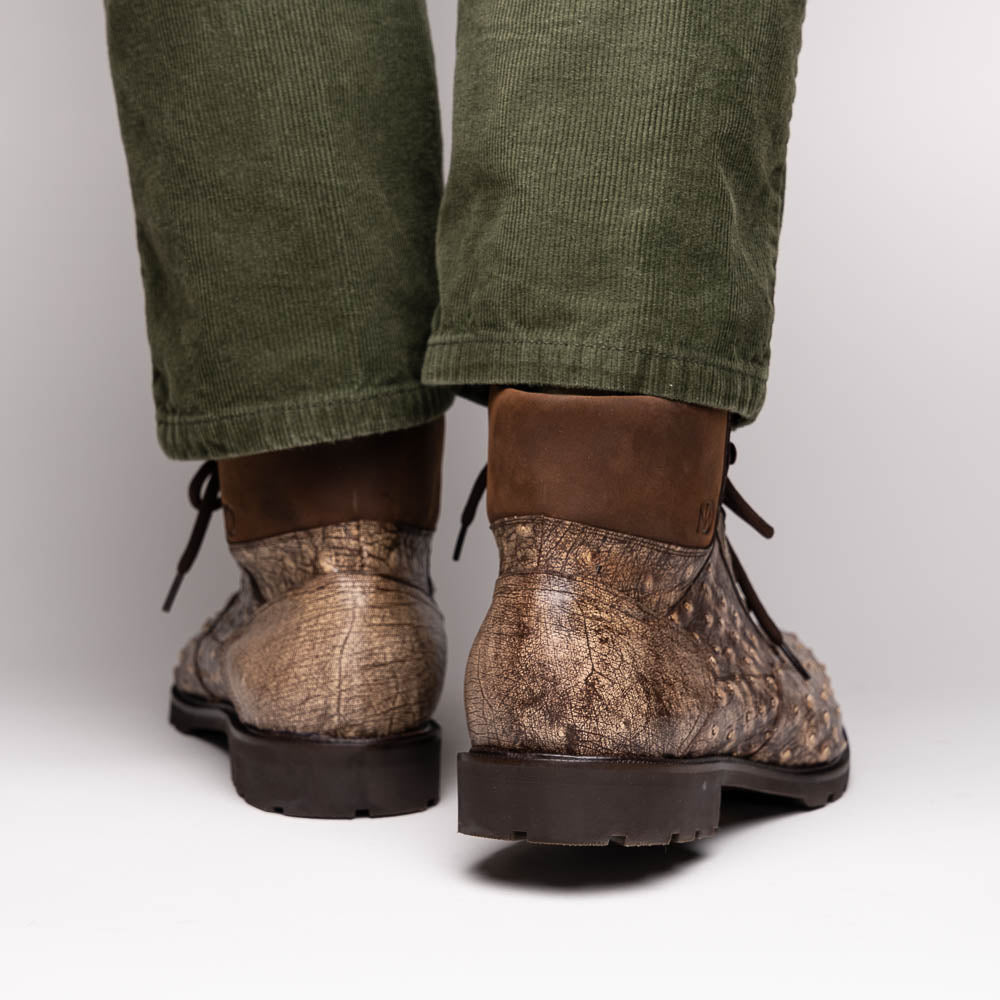 Marco Di Milano Renzo Ostrich Lace Up Boots Stone Brown
