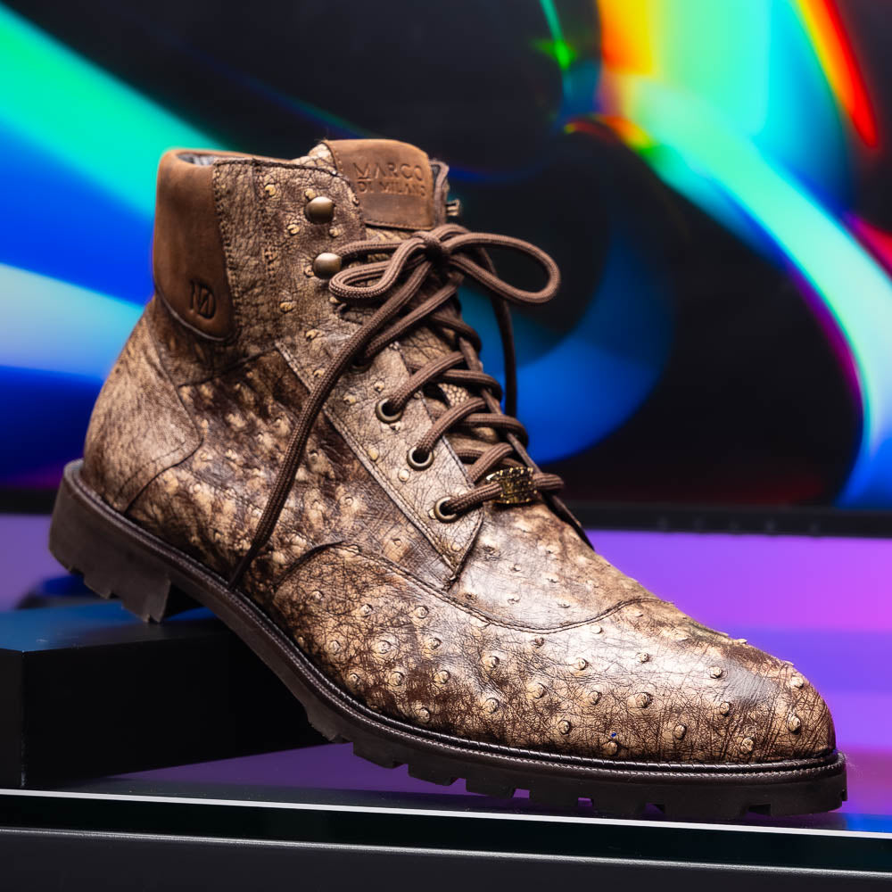 Marco Di Milano Renzo Ostrich Lace Up Boots Stone Brown