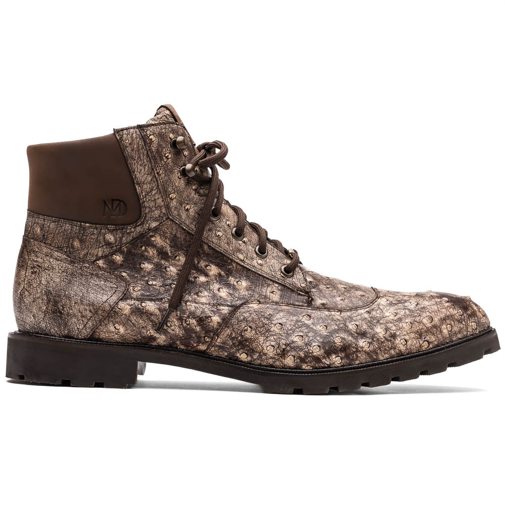 Marco Di Milano Renzo Ostrich Lace Up Boots Stone Brown